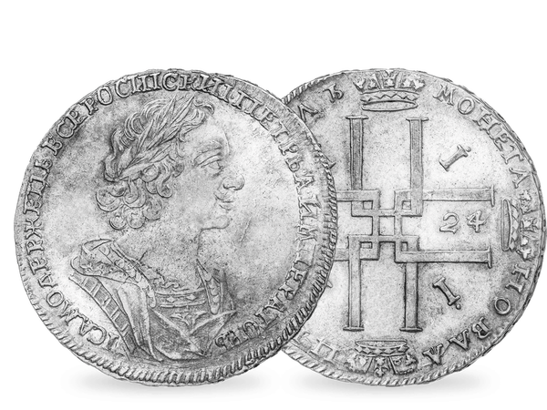 Die größte Silbermünze aus der Zeit Peters des Großen
