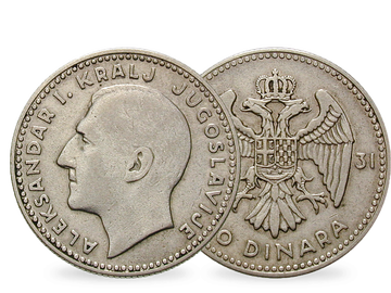 Die einzige 10-Dinara-Silbermünze von Alexander I.