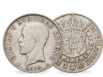 Schweden 1 Krone 1910 - 1942 Gustav V.