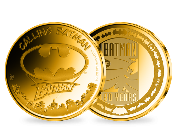 Die perfekte Ergänzung für Ihre BATMAN-Kollektion: die Gold-Gedenkprägung „CALLING BATMAN™“!