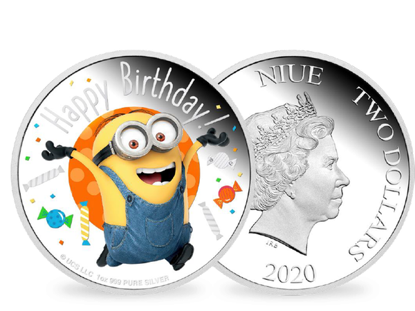Die neue offizielle 1-Unzen-Feinsilber-Gedenkmünze „Minions – Happy Birthday!“ 2020