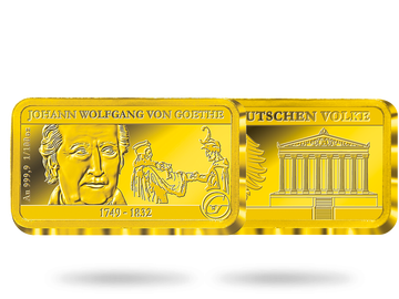 Premium Feingoldbarren in 1/100 Unze: Johann Wolfgang Goethe