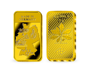 Der Gedenkbarren „Made in Germany“ aus 5 Gramm reinstem Gold!