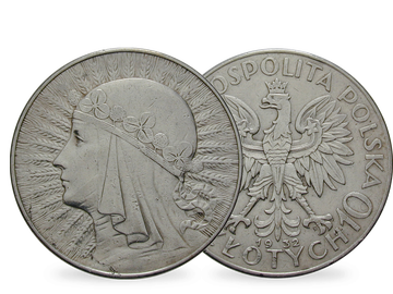 Polen 10 Zlotych 1932-1933 Kopf der Republik