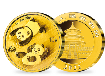 1 g "Gold Panda" aus China – 2022