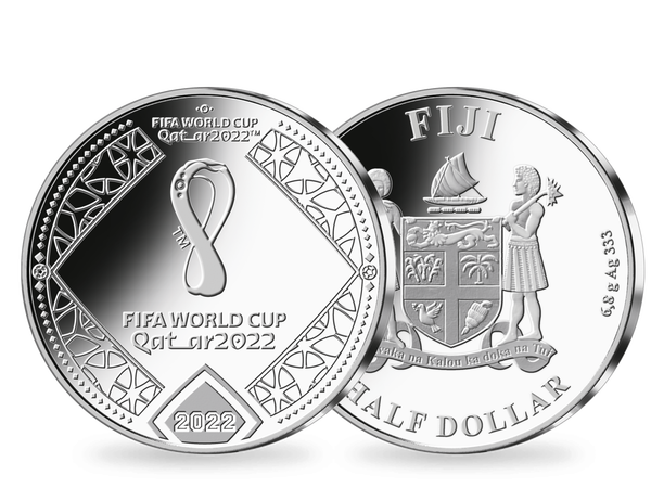 Die Silber-Gedenkmünze zur FIFA Fussball-Weltmeisterschaft Katar 2022™