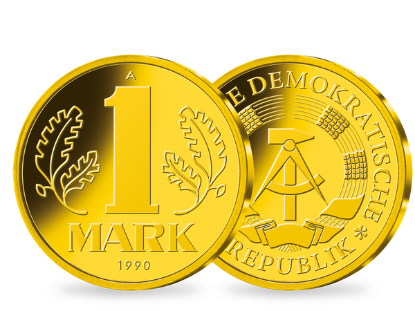 Die Gold-Neuprägung 1-Mark-Münze der DDR von 1990