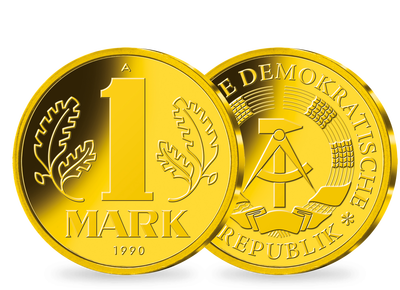 Gold-Neuprägung 1-Mark-Münze der DDR von 1990
