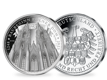 Die gigantische 3-Unzen-Silberprägung „775 Jahre Baubeginn Kölner Dom“!
