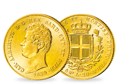 Auch Sardinien war ein Königreich − Karl Albert 20 Lire Gold 1831-1849