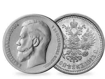 Original-Silbermünze des letzten russischen Zaren 