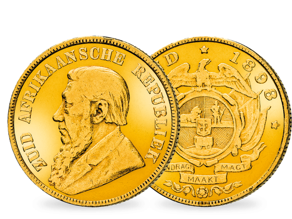 Die Original Goldmünze mit dem Potrait von Paul Krüger