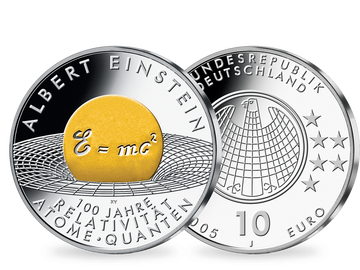 Die teilvergoldete 10-Euro-Silberausgabe „Albert Einstein“ 2005!