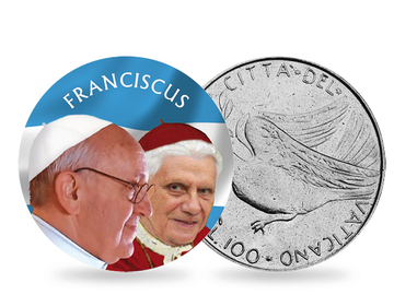 Doppelporträt der Päpste Franziskus und Benedikt XVI.