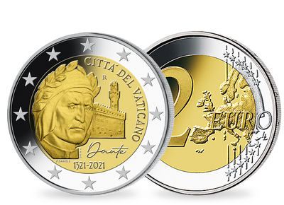 Monnaie commémorative de 2 Euros «700 ans de la mort de Dante Alighieri» Vatican 2021