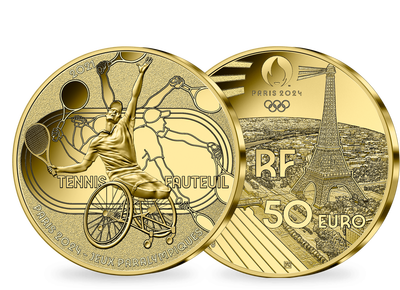 Monnaie de 50 Euros en or pur «PARIS 2024 - Les Sports: Tennis fauteuil» 2021 