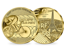 Monnaie de 50 Euros en or pur «PARIS 2024 - Les Sports: Cyclisme sur piste» 2022
