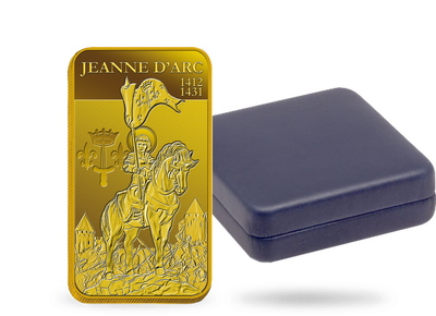 Lingot en or pur «Jeanne d'Arc à Cheval» + Boitier de présentation