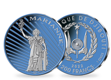 Monnaie en argent le plus pur galvanisé «Marianne 2022 - bleu»