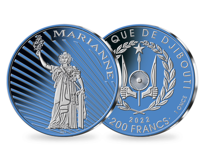 Monnaie en argent le plus pur galvanisé «Marianne 2022 - bleu»