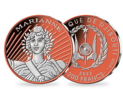 Monnaie en argent le plus pur galvanisé «Marianne 2022 - rouge»