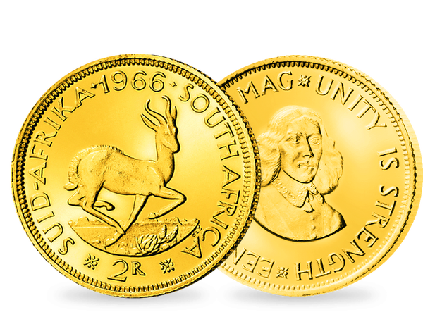 Die erste 2-Rand-Goldmünze Südafrikas