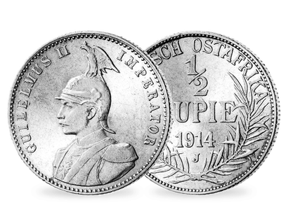 Deutsch-Ostafrikas letzte 1/2 Rupie − Wilhelm II. 1/2 Rupie 1904-1914