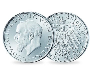 Deutsches Reich / Bayern 2 Mark 1914 König Ludwig III.