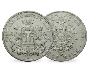 Deutsches Reich / Hamburg 5 Mark 1875-1888