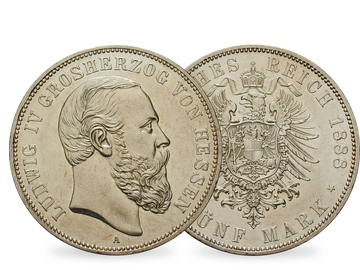 Deutsches Reich / Hessen 5 Mark 1888 Großherzog Ludwig IV.