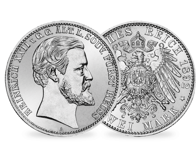 Seltenste 2-Mark-Münze des Fürstentums Reuss-Greiz!