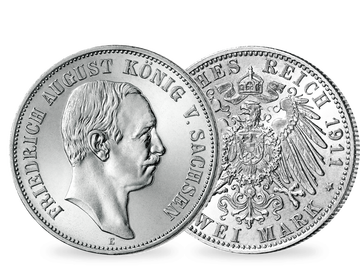 Deutsches Reich / Sachsen 2 Mark 1905-1914 König Friedrich August III.