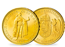 Die über 100 Jahre alte ungarische 20-Kronen-Münze mit dem Bildnis Franz Josephs