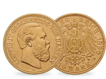 Deutsches Reich / Hessen 10 Mark 1890 Großherzog Ludwig IV.