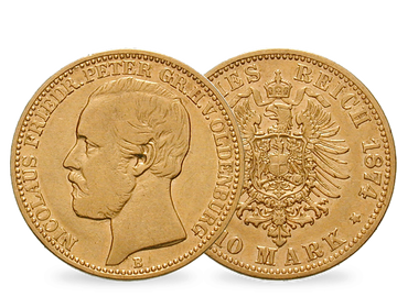 Deutsches Reich / Oldenburg 10 Mark 1874 Großherzog Nicolaus Friedrich Peter