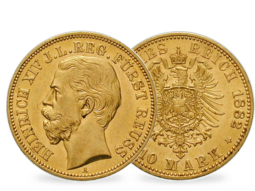 Deutsches Reich / Reuß (Schleiz) 10 Mark 1882 Fürst Heinrich XIV.