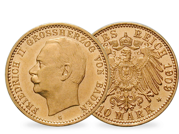 Deutsches Reich / Baden 10 Mark 1909-1913 Großherzog Friedrich II.