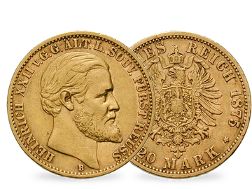 Deutsches Reich / Reuß (Greiz) 20 Mark 1875 Fürst Heinrich XXII.