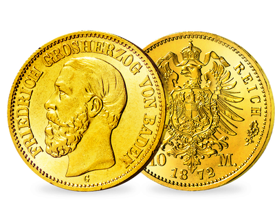 Badens erste 10-Mark-Goldmünze − Friedrich I. 10 Mark 1872-1873