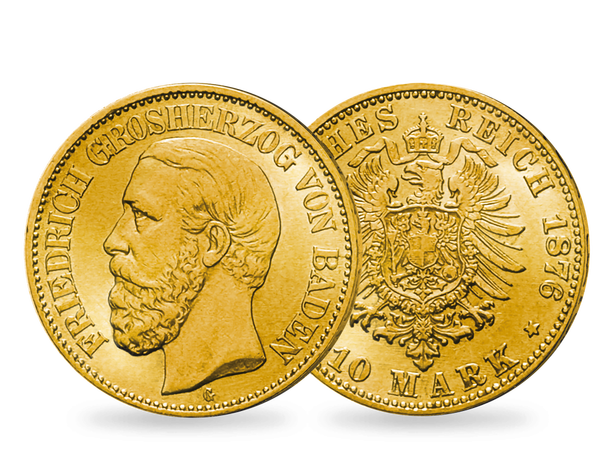 Die 10-Mark-Goldmünze von Großherzog Friedrich I. von Baden