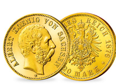 König Alberts erste 20 Mark Gold − Sachsen, 20 Mark 1874-1878