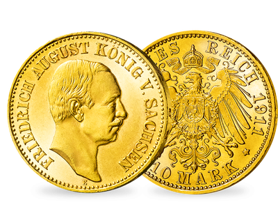 Sachsens letzte 10 Mark aus Gold − Friedrich August III. 10 Mark 1905-12 