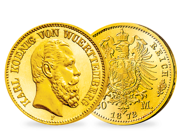 Deutsches Reich/Württemberg 20 Mark 1872-1873 König Karl