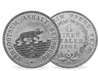 Der Bär auf der Mauer − Anhalt-Bernburg, 1/6 Taler 1856-62