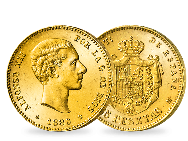 Die 25-Peseten-Goldmünze von Alfons XII.