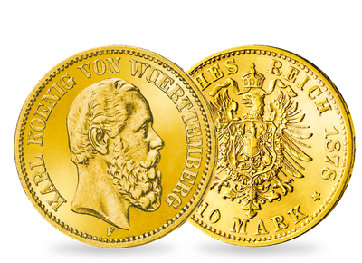 Deutsches Reich / Württemberg 10 Mark 1874-1888 König Karl