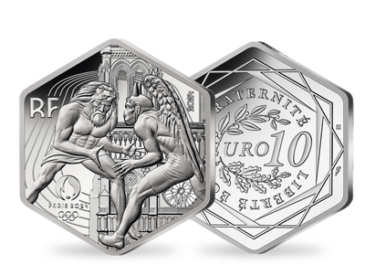 Monnaie en argent hexagonale de 10 Euros «Jeux Olympiques de PARIS 2024 - Hercule 2024