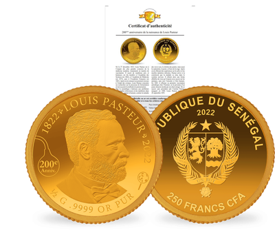 Monnaie en or pur «Louis Pasteur» 2022