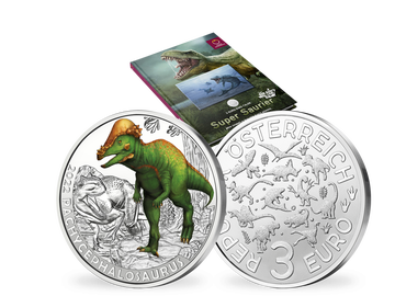 Österreich 2022: 3-Euro-Dino-Taler „Pachycephalosaurus“