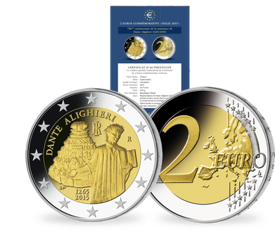 Monnaie commémorative de 2 Euros «750ème anniversaire de la naissance de Dante Alighieri» Italie 2015